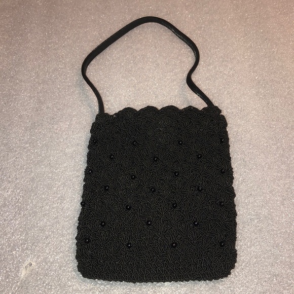 Old Navy Handbags - Old Navy Black Beaded Mini Wristlet
